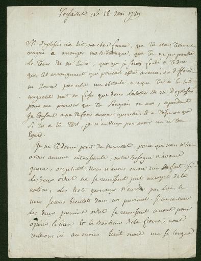 29 lettres de Louis Prosper Lofficial à sa femme Marie Gui Jacquine Chouteau ; de Versailles, 18 mai-15 octobre 1789.